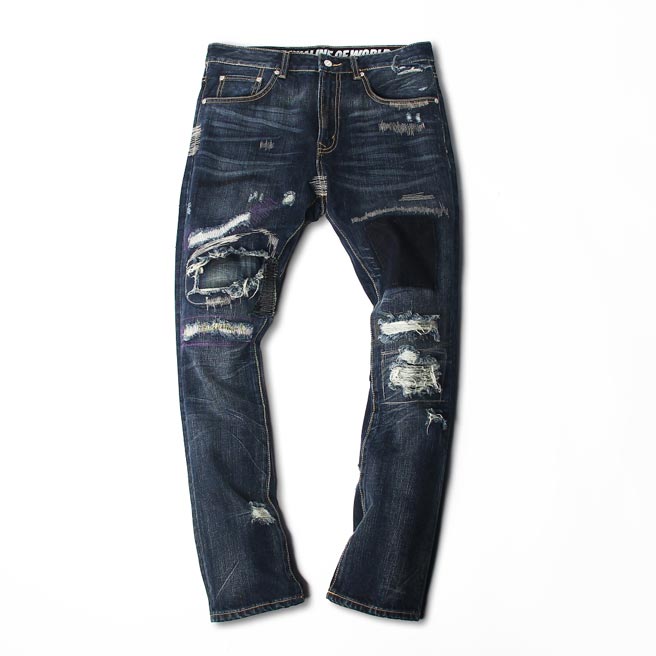 STAGE_LEATHER_WASHED_DENIM_PANTS