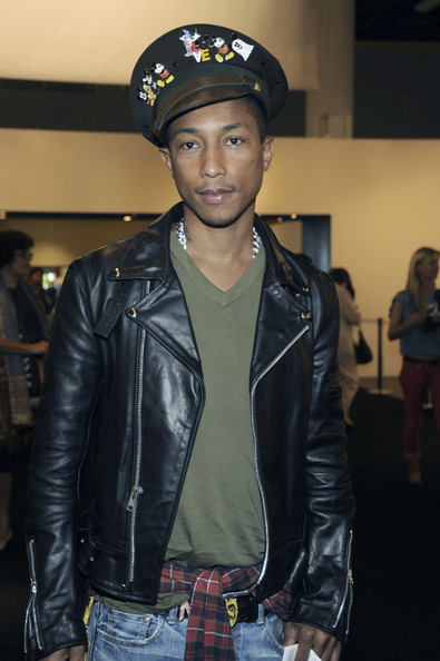 Pharrell-Williams-Black-Leather-Biker-Jacket-at-Art-Basel-Miami-Beach-1