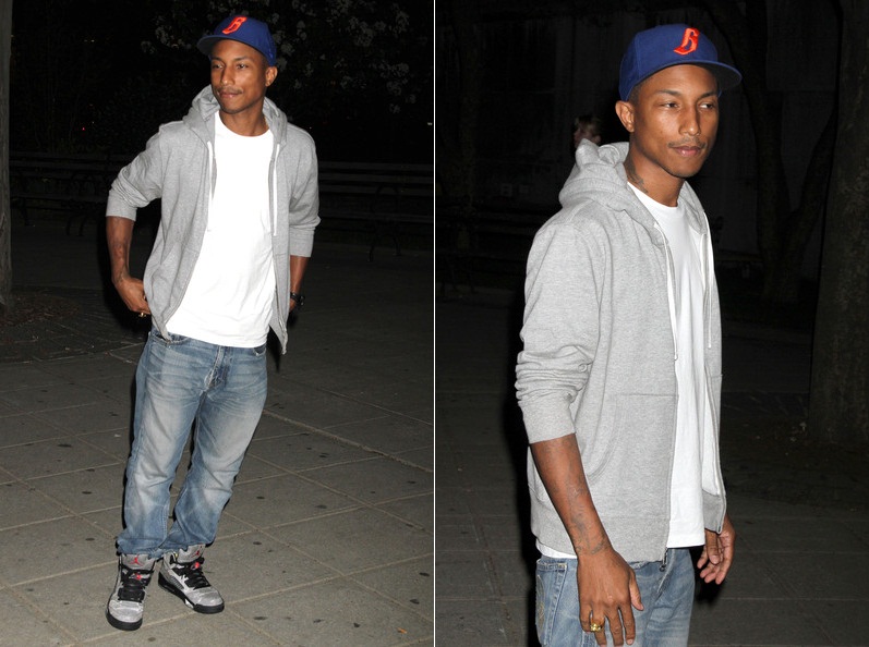 Pharrell-Williams-in-Billionaire-Boys-Club-Shadow-B-fitted-hat-Air-Jordan-5-Sneakers