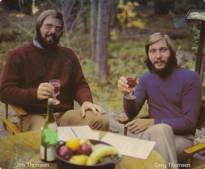Jim Thomsen and Greg Thomsen first toast 1975