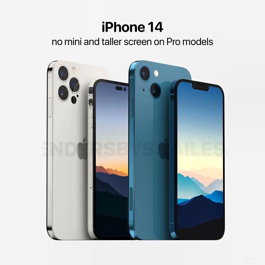 雙主鏡頭的 iPhone 14 或將維持「瀏海螢幕」，而 iPhone 14 Pro 則會改用螢幕占比更大的「！」打孔螢幕。