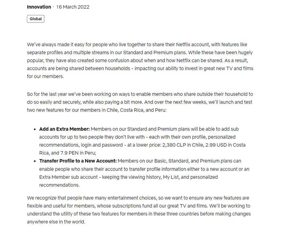 共享帳號將成絕響？！Netflix 宣布「非同住者」要加收費用　網友崩潰：同住為啥要家庭帳號？