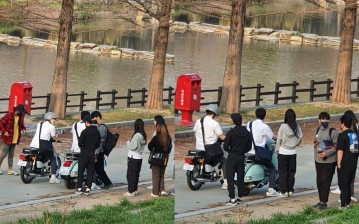 南韓網友曝光韓版《想見你》拍攝現場照。（合成圖，取自 theqoo）