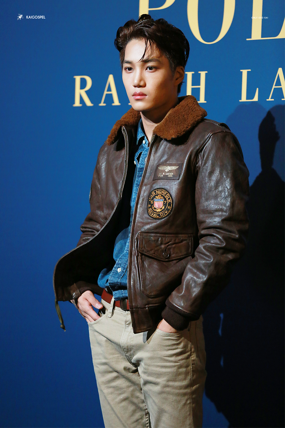 韓國藝人 EXO Kai 著用 Polo Ralph Lauren G1 Leather Bomber Jacket