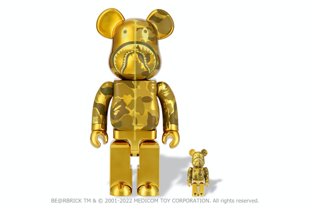 台灣販售預告｜你掉的金鯊熊還是銀鯊熊？ BE@RBRICK x BAPE®︎ CAMO SHARK GOLD & SILVER 即將限量登台！