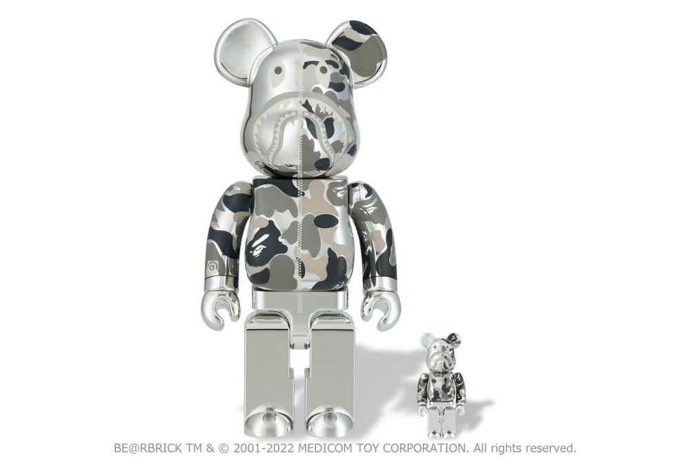 台灣販售預告｜你掉的金鯊熊還是銀鯊熊？ BE@RBRICK x BAPE®︎ CAMO SHARK GOLD & SILVER 即將限量登台！