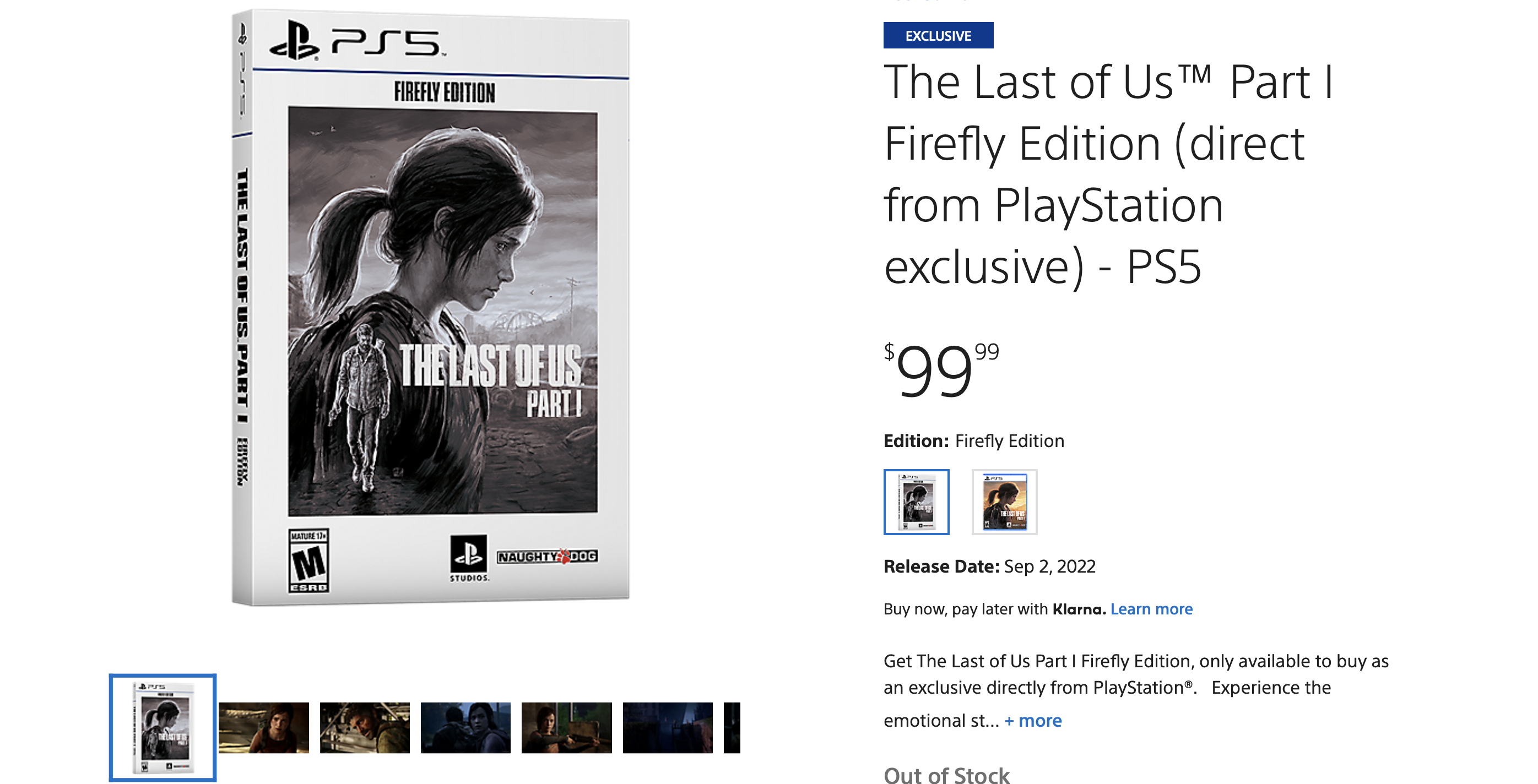 「The Last of Us™ Part I Firefly Edition」豪華版商店頁面