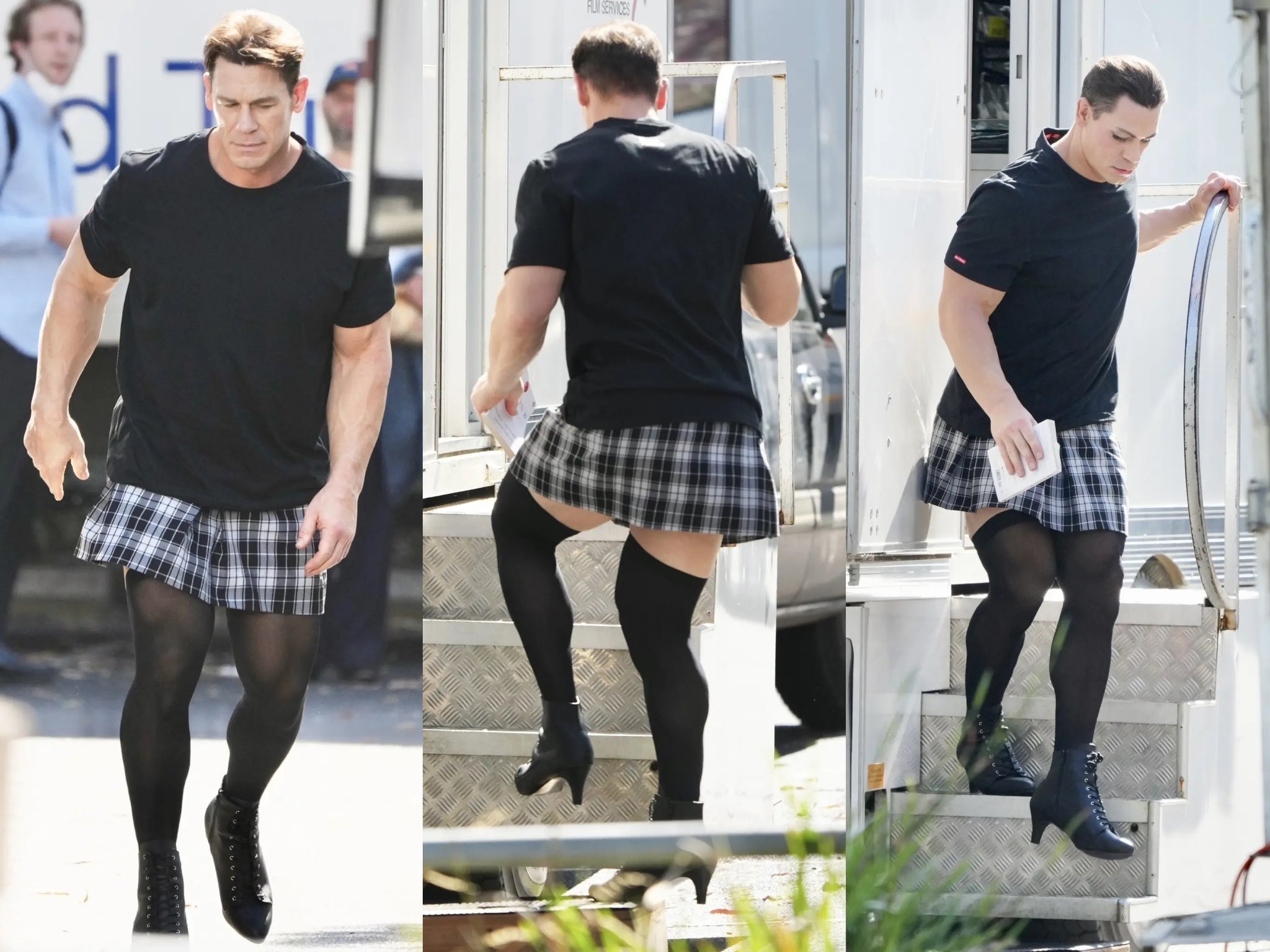 這個男人太狠了！《玩命關頭》江西男「迷你裙、黑絲襪、高跟鞋」超辣打扮出門：眼睛吃冰淇淋