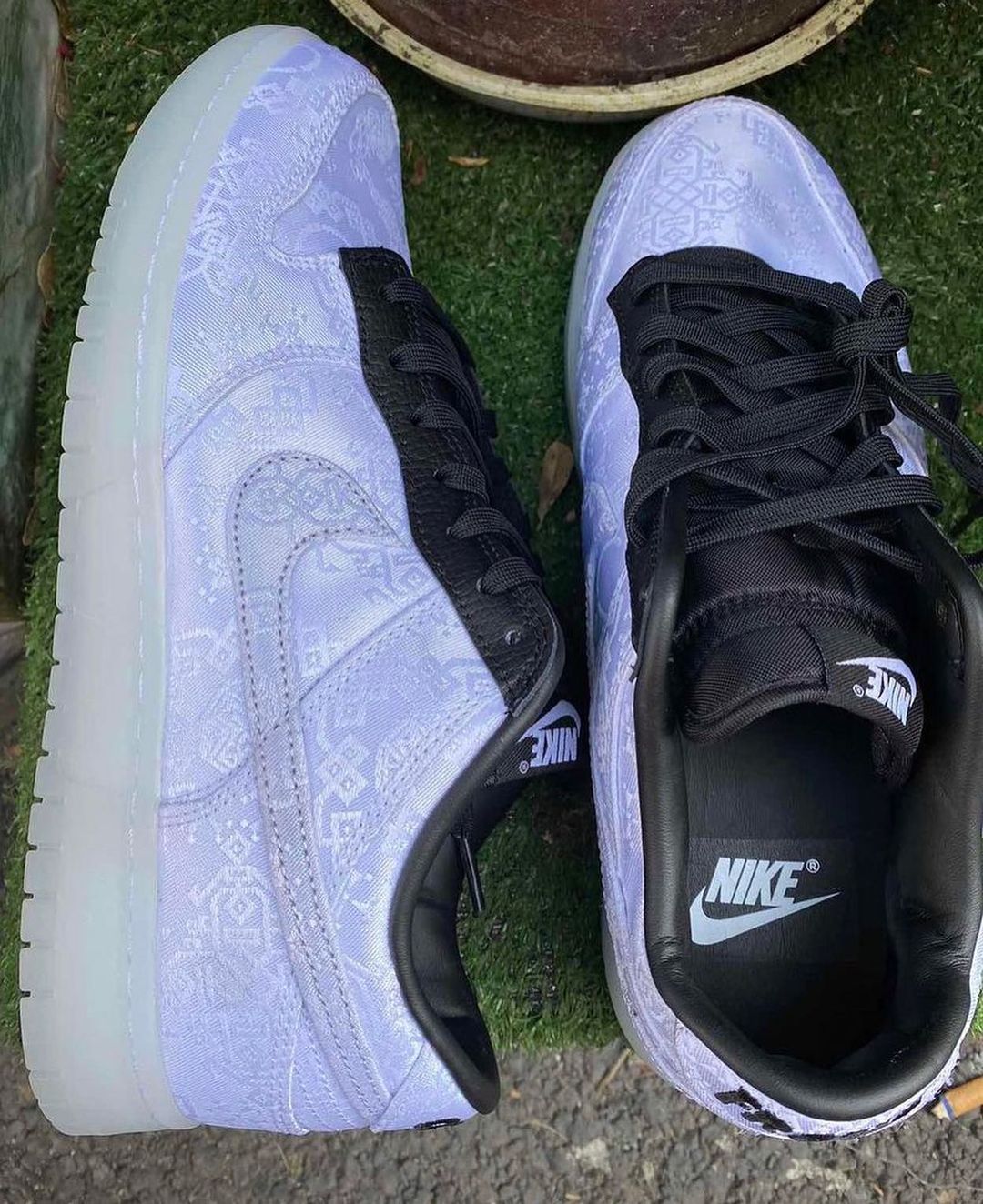 陳冠希攜手藤原浩打造夢幻「白絲綢 」！CLOT x fragment design x Nike Dunk Low 諜照曝光