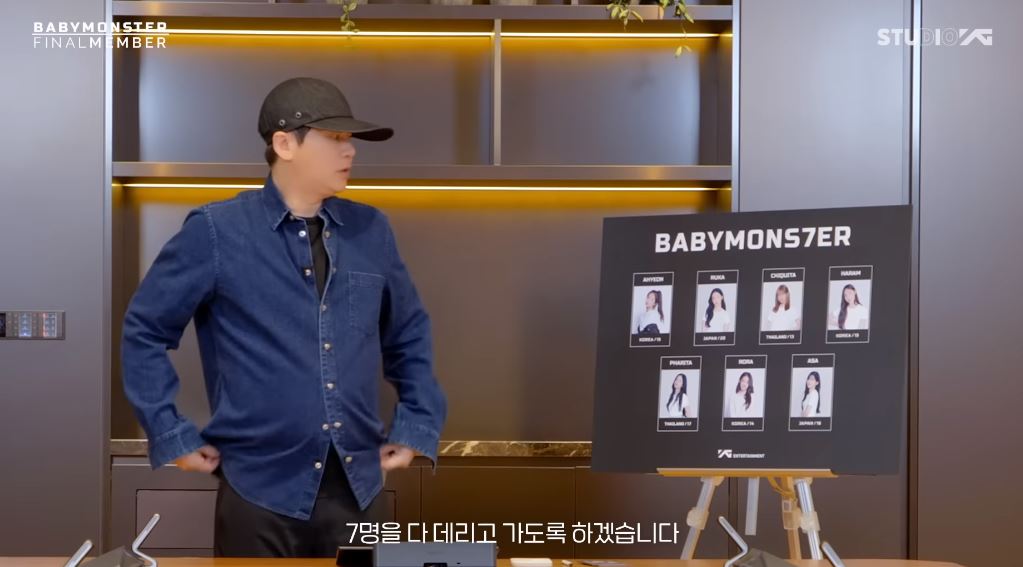 梁鉉錫公布 BABYMONSTER 女團成員。（圖：影片截圖）