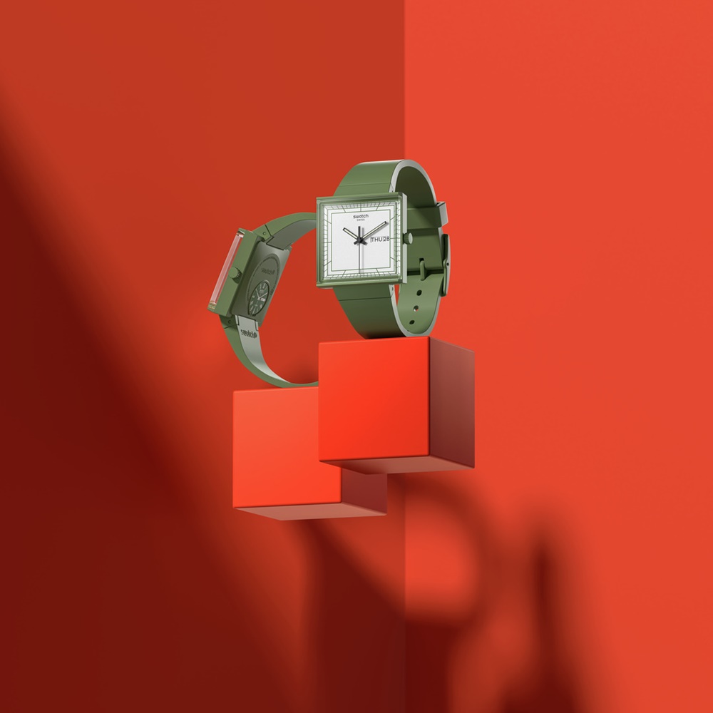 SWATCH 全新 BIOCERAMIC WHAT IF? 生物陶瓷方形腕錶系列，大膽顛覆過往！