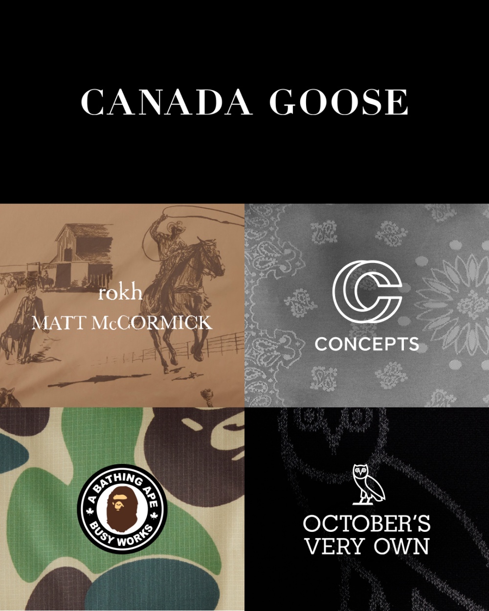 CANADA GOOSE 公布今年秋冬聯名系列， BAPE 、 OVO 、 LEVI'S 和 Vetements 都在其中！
