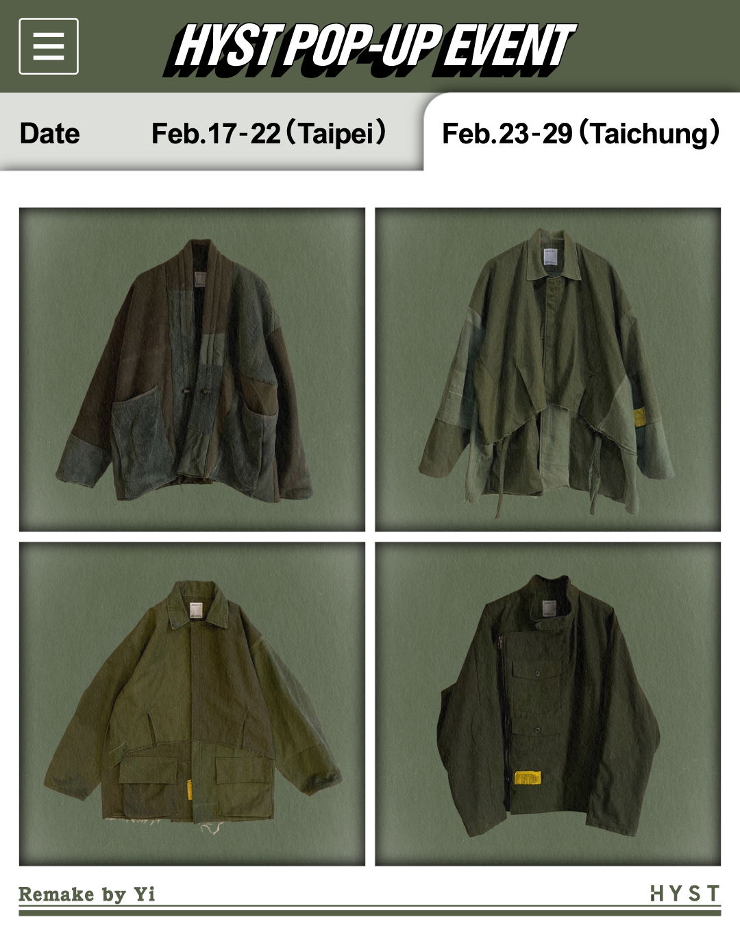 機會難得！知名選貨店 HYST 攜手台日服飾單位 Remake by Yi、HLVTC 推出合作快閃活動！