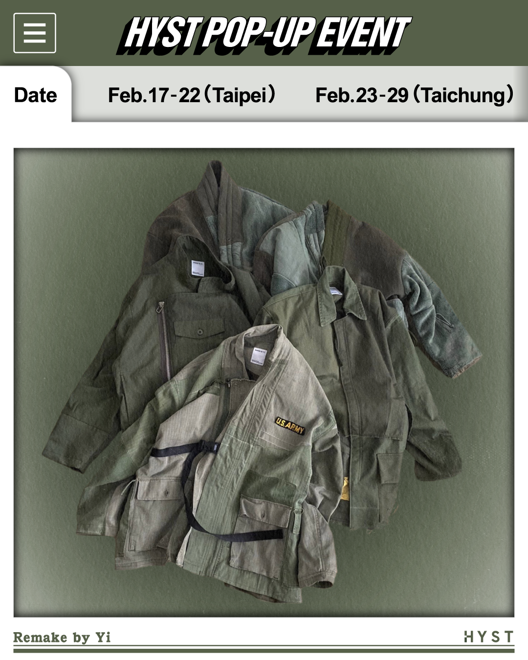 機會難得！知名選貨店 HYST 攜手台日服飾單位 Remake by Yi、HLVTC 推出合作快閃活動！