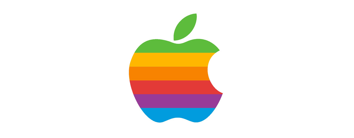 1977 - 1998 年 Apple 使用的七彩 Logo 標誌，由設計師 Rob Janoff 操刀設計。