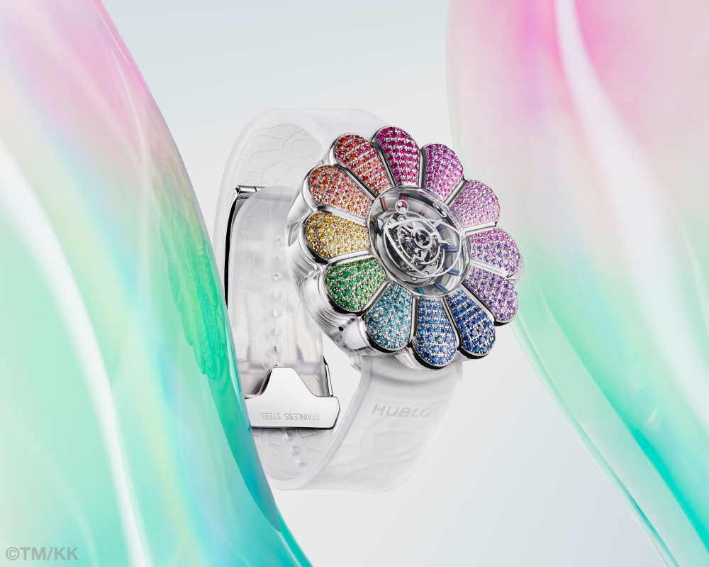 全球限量 20 只，定價破千萬！ HUBLOT x 村上隆全新 MP-15 陀飛輪藍寶石彩虹腕錶登場，製錶工藝與潮流極致結合！