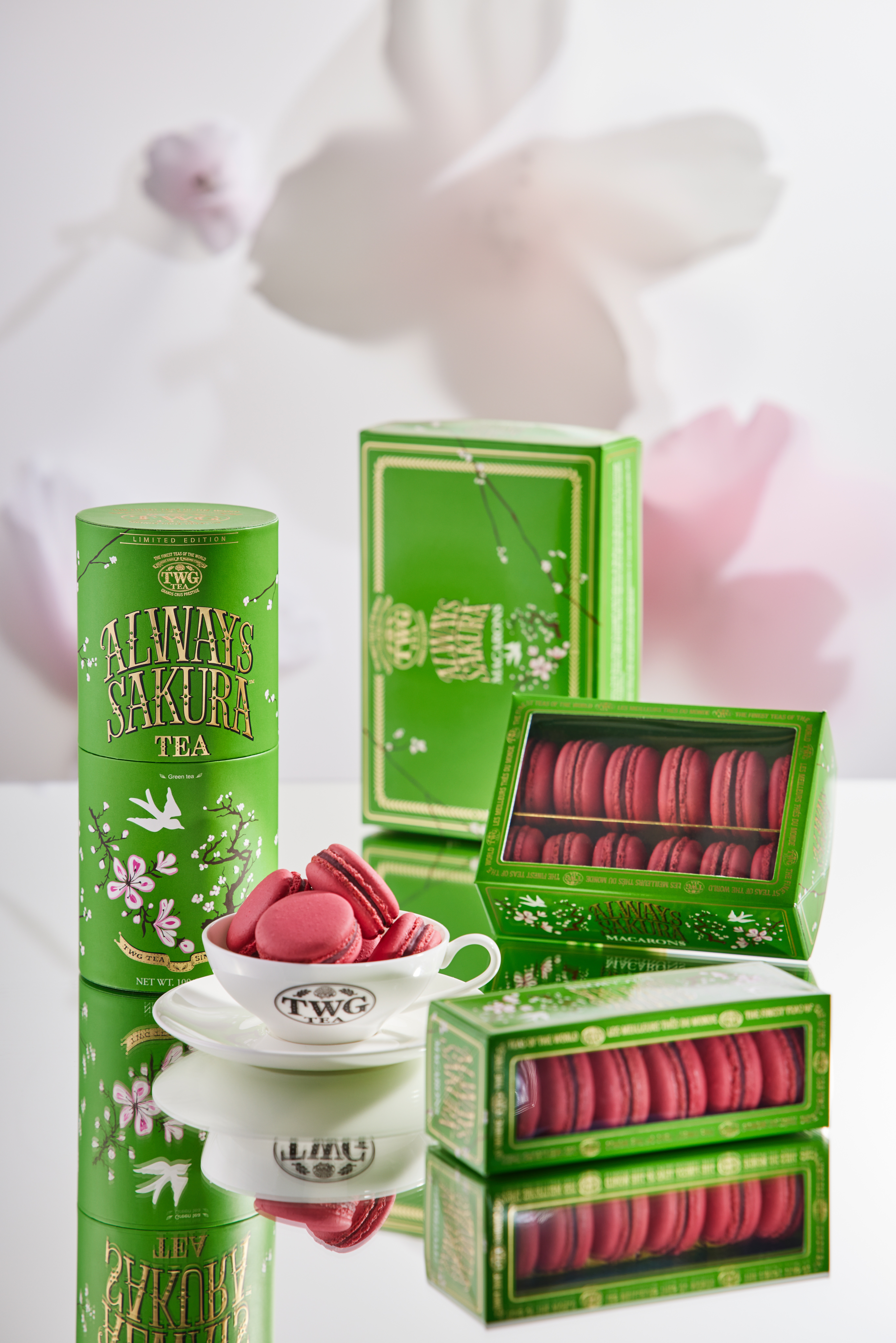 TWG Tea 全新櫻桃香調「永恆之櫻茗茶」，搭配櫻花粉馬卡龍滿滿春意感！