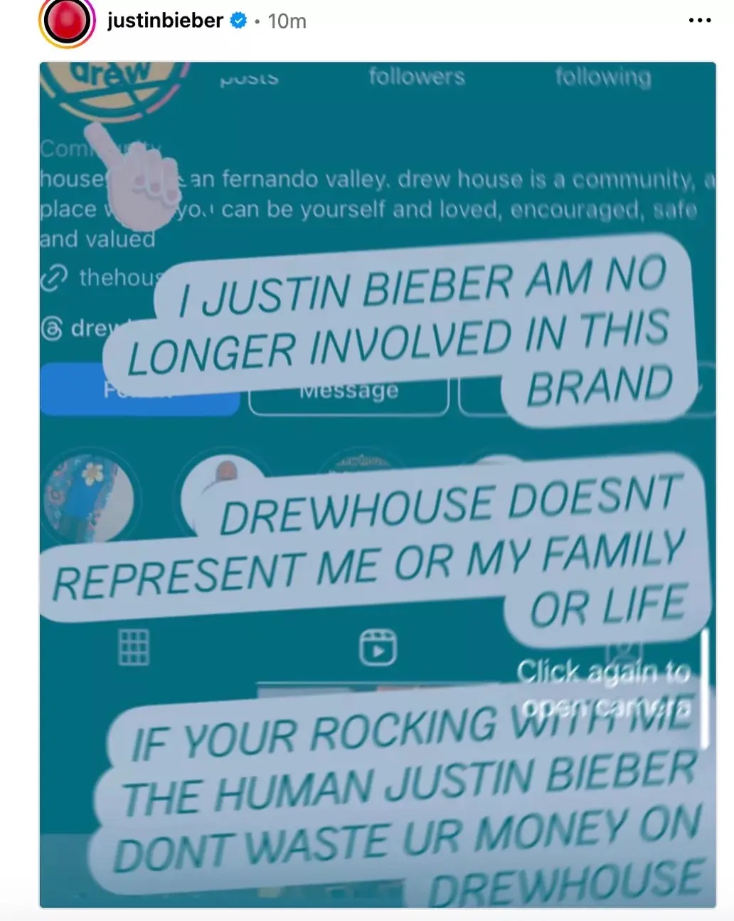 Justin Bieber 創立新品牌 SKYLAK 在限動呼籲粉絲 :別浪費錢去買 Drew House !