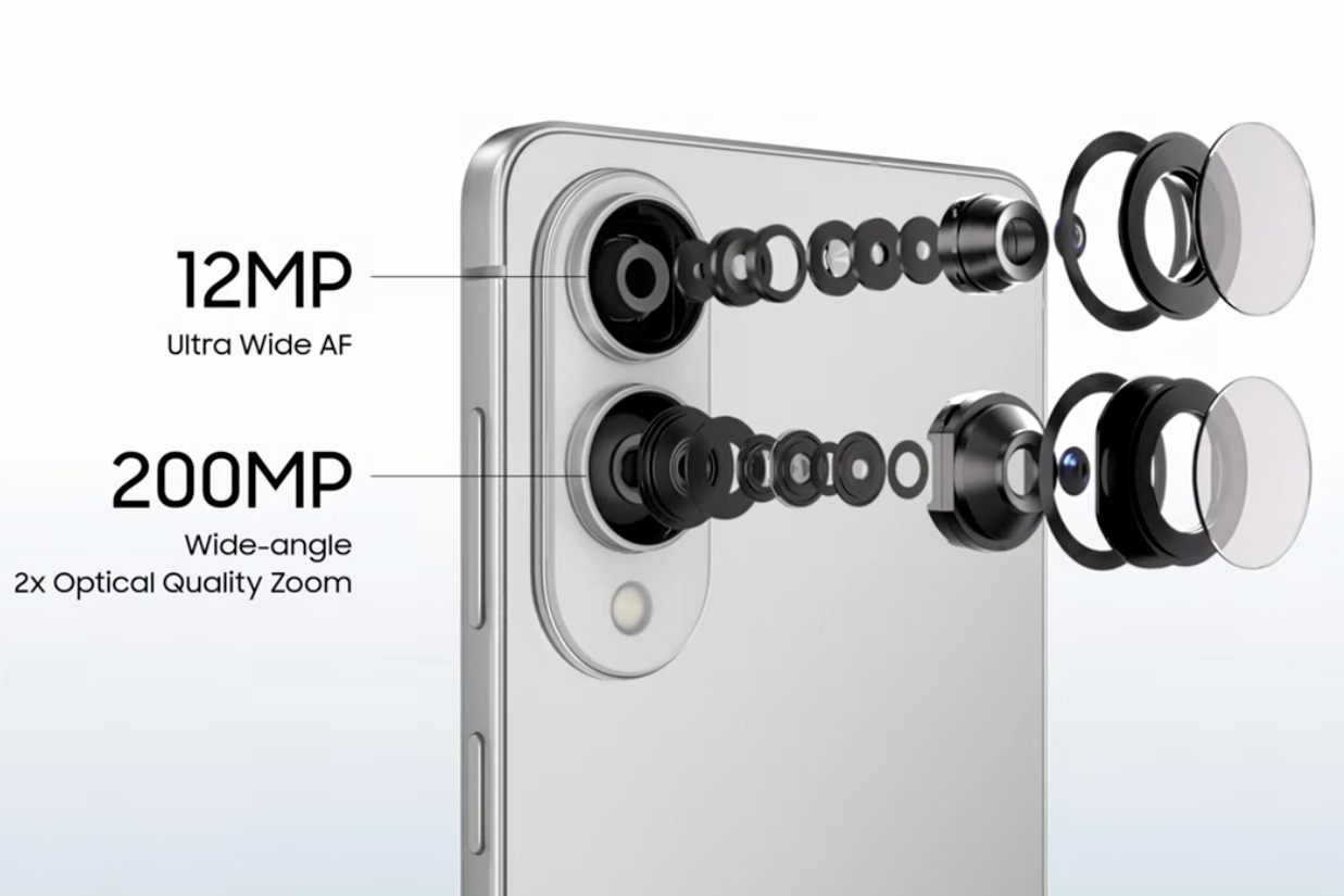 三星 Galaxy S25 Edge 搭載雙鏡頭模組：2 億畫素廣角主鏡頭與1200 萬畫素超廣角鏡頭