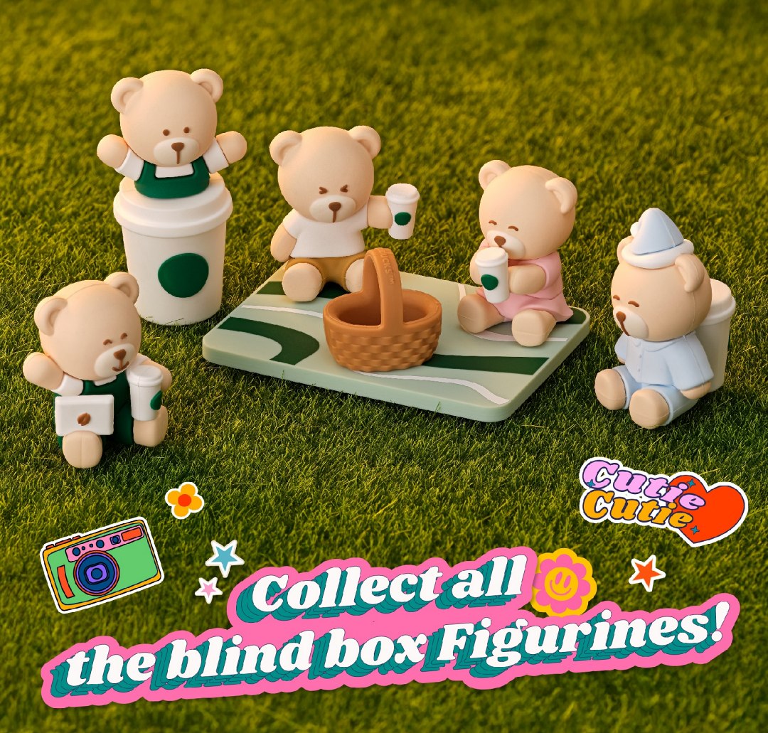 星巴克超人氣熊夥伴Bearista夏日驚喜登場，這次以5款戶外活動結合咖啡造型公仔出場