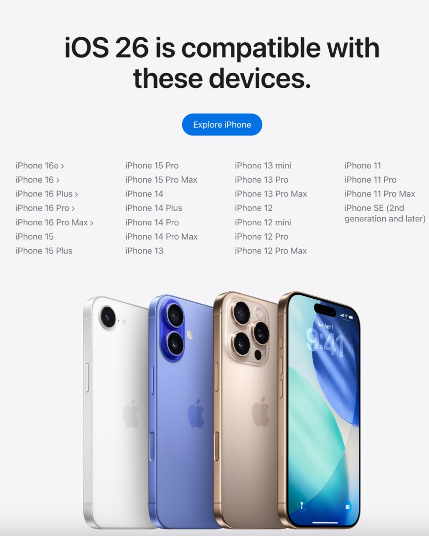 蘋果公布iOS 26支援機型， iPhone XR、iPhone XS、iPhone XS Max 等多款舊iPhone確定出局