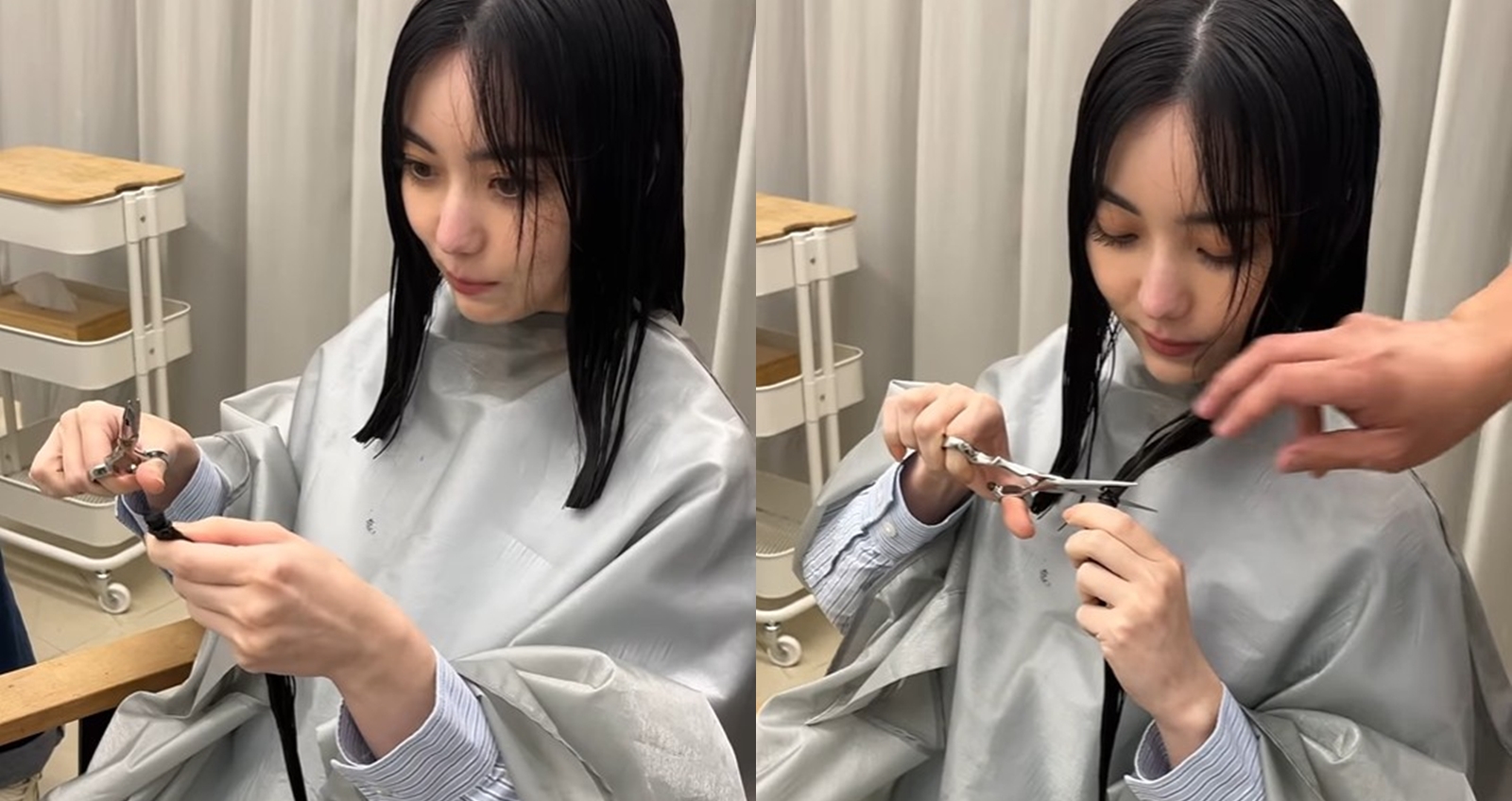 黑嘉嘉親手剪下留了 10 年的長髮。(圖:IG)