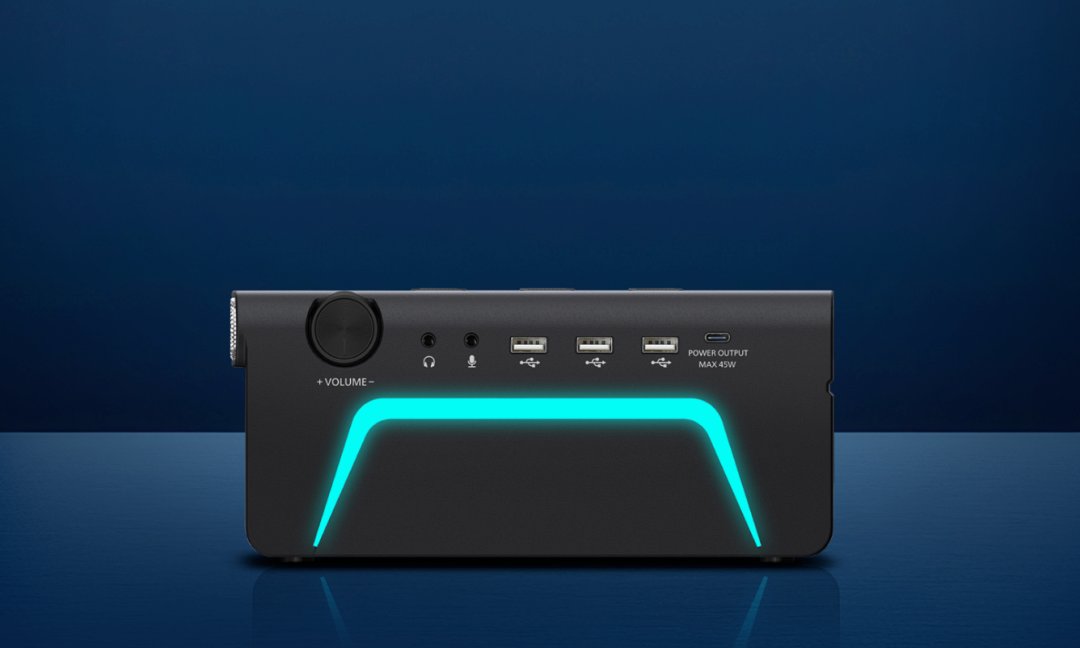 PHILIPS SPA6500 喇叭螢幕支架提供 3 個 USB-A 插槽與 1 個 Type-C PD 快充接口