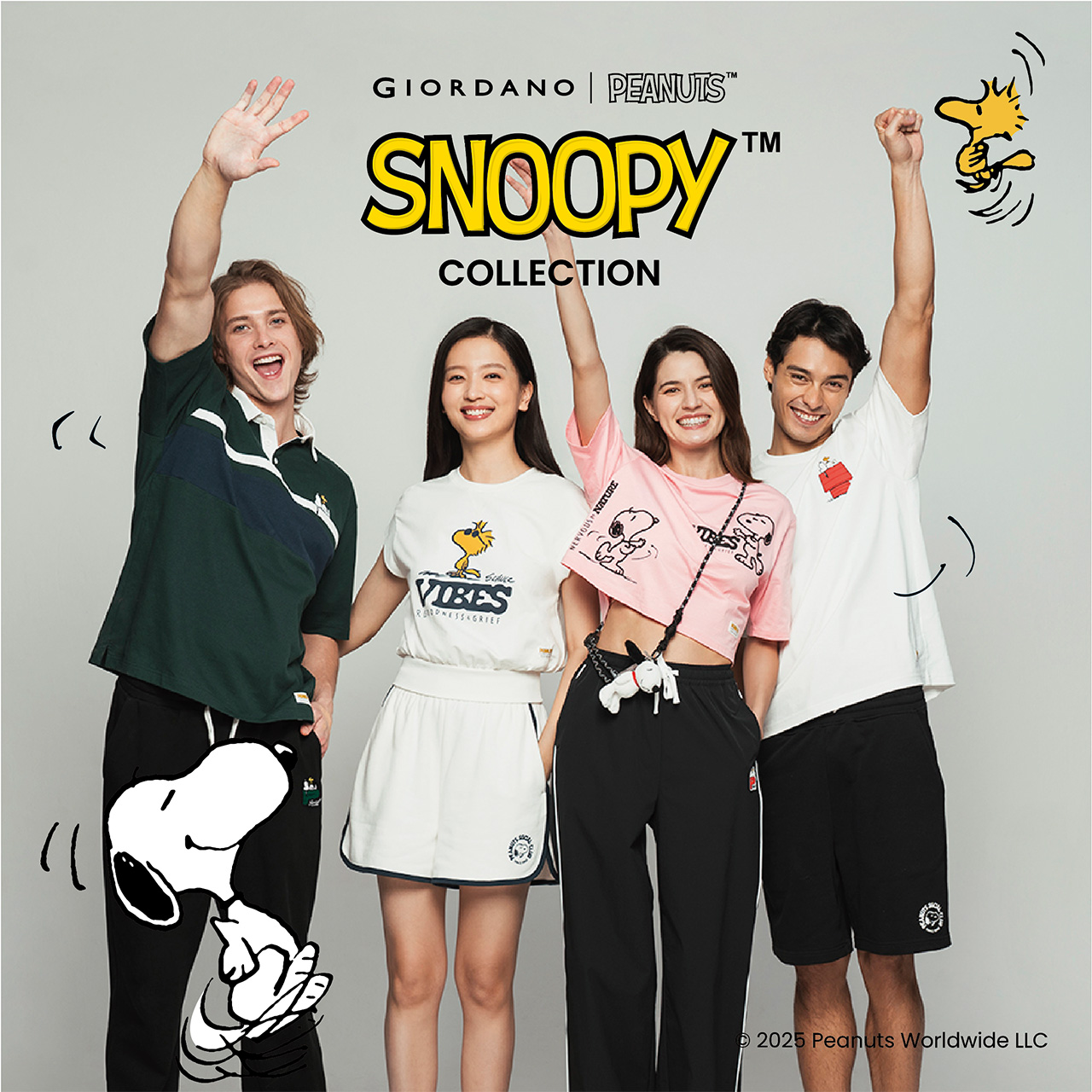 GIORDANO | PEANUTS  75週年限定！SNOOPY系列打造今夏學院風潮流穿搭