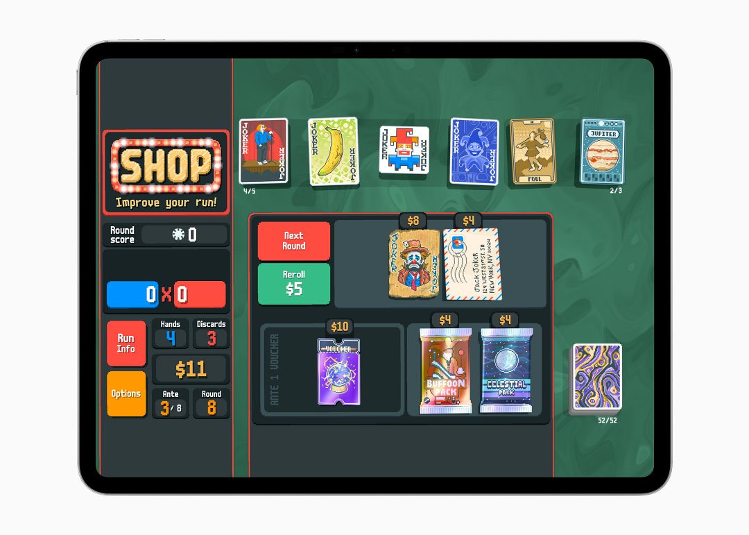《Balatro》由 LocalThunk 開發,是 Apple 設計大獎的趣味體驗類得主。
