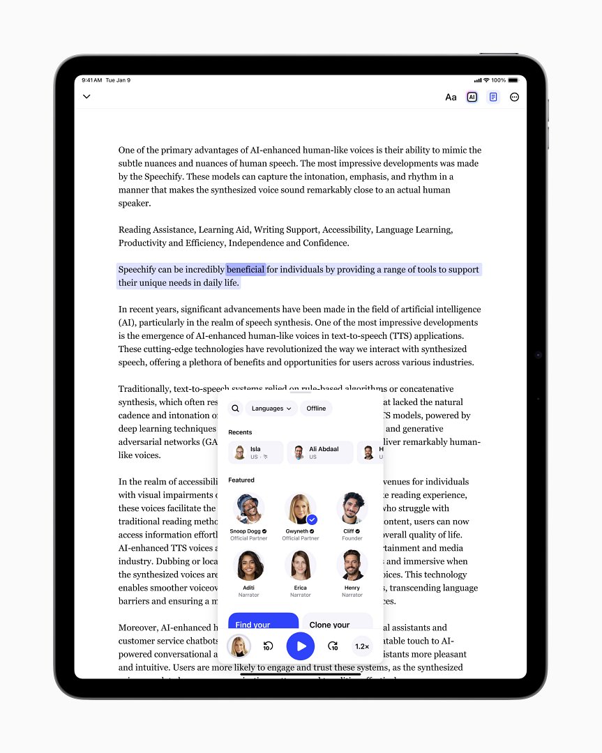 《Speechify》由 Speechify 開發,是 Apple 設計大獎的多元包容類得主。
