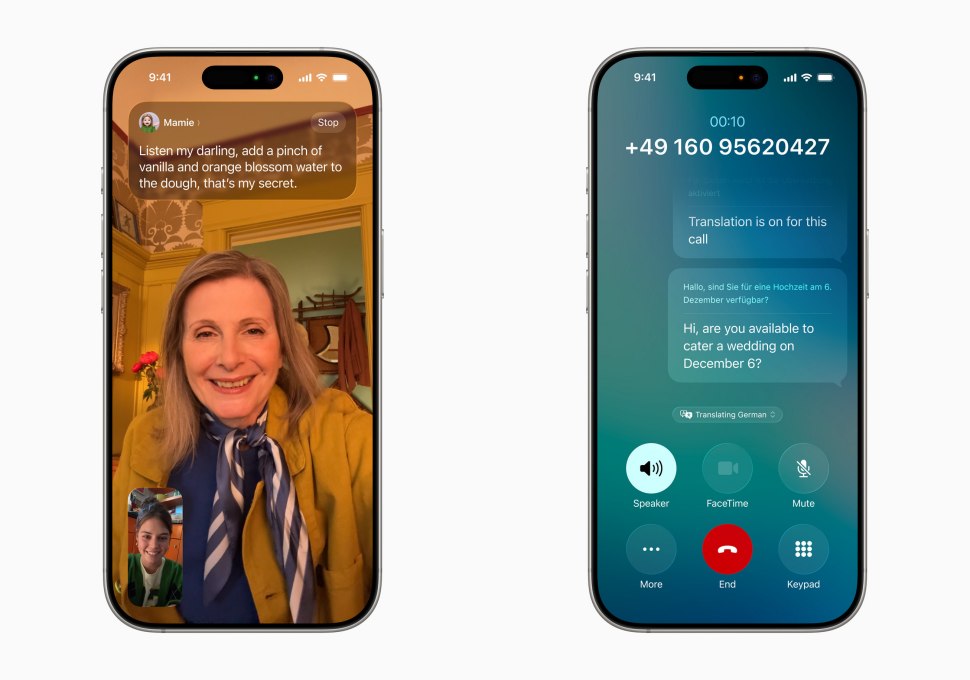 Live Translation 整合至「訊息」、FaceTime 和「電話」中，協助使用者跨語言溝通，即時翻譯文字與語音內容