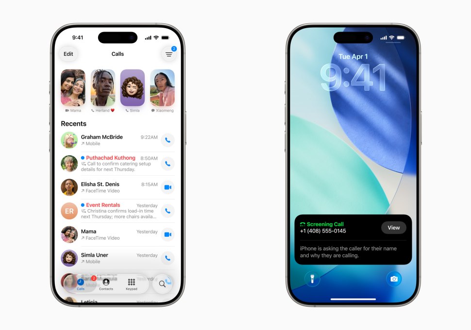 新版電話App整合「最愛」、「通話紀錄」、「語音信箱」在同個頁面。