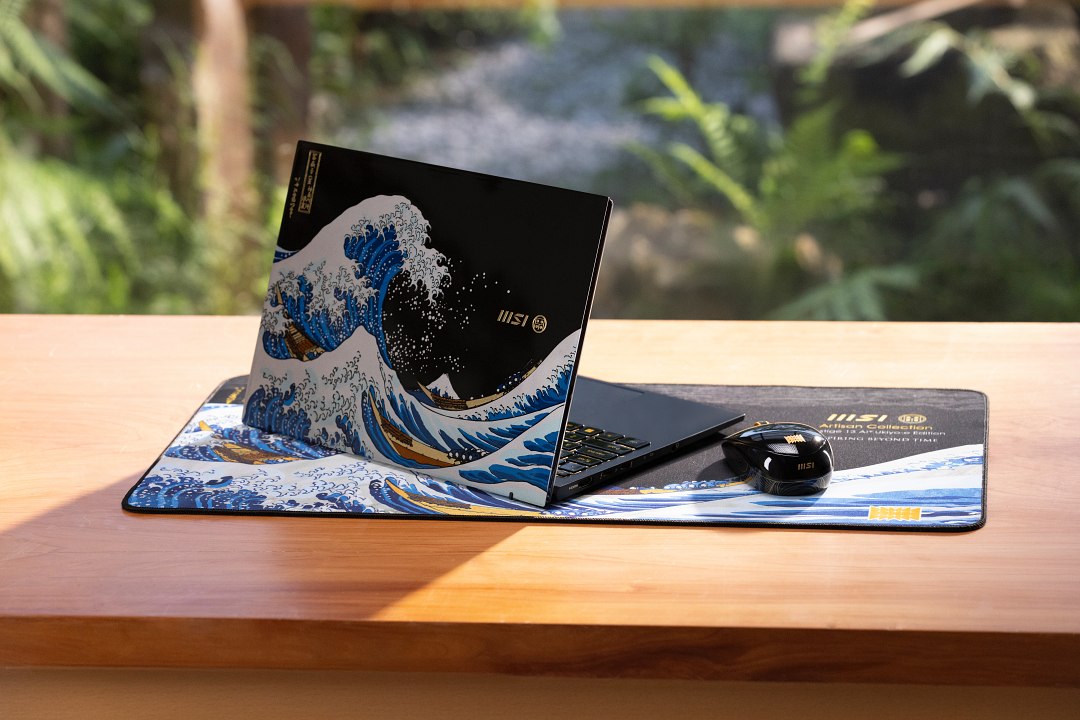 Prestige 13 AI+ 浮世繪特仕版筆電在龍魂博物館中展出，連結傳統與創新，體現浮世繪的精神與美學意涵