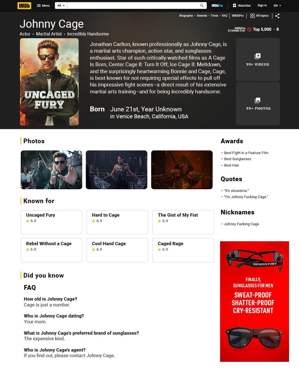 《真人快打2》預告即將發出，華納首先釋出「強尼凱吉」的假預告！