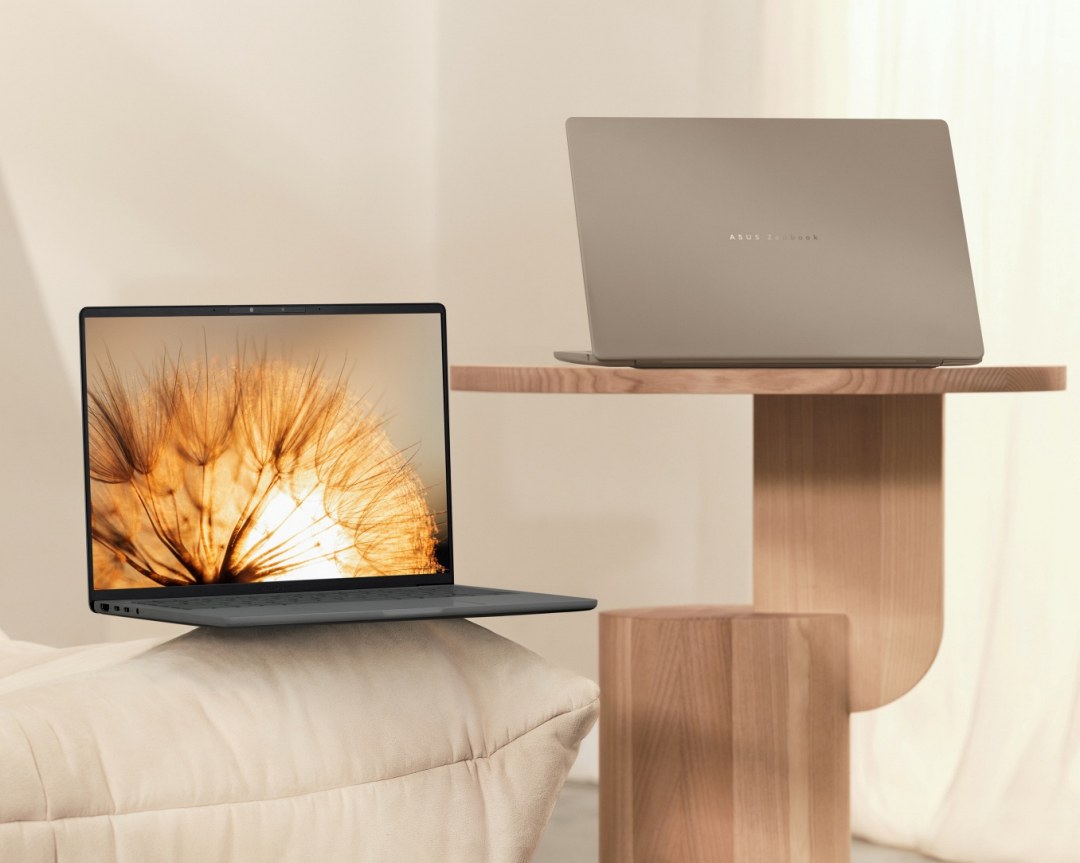 ASUS Zenbook A14是講究生活、有高通勤需求者的理想選擇，沙暮金與冰岩灰兩款典雅配色宛如時尚配件。