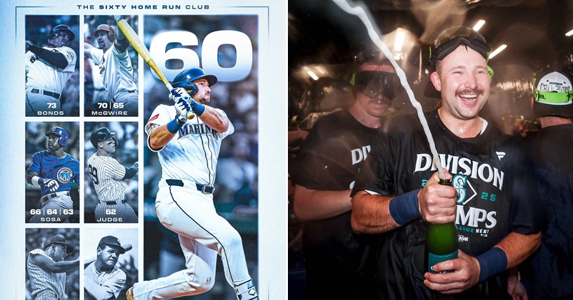 西雅圖水手捕手 Cal Raleigh 在當地時間 24 日對戰洛磯的比賽中完全化身為「巨砲」，單場掃出 2 發全壘打，累計本季已達 60 轟，成為MLB史上第7位單季達成「60 轟俱樂部」的球員。在他的火力帶動下，水手終場以 9：2 大勝，同時也拿下自2001年以來的首座美聯西區冠軍。