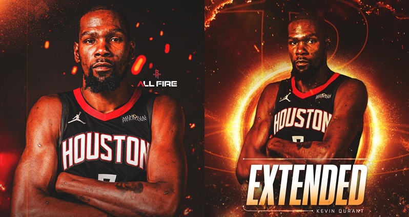 NBA新球季開打前夕，休士頓火箭隊傳出重磅消息。根據 ESPN名記者 Shams Charania 報導，火箭與球星 Kevin Durant 正式達成 2 年 9000 萬美元（約新台幣 29.4億元）延長合約。加上現有合約，Durant 將在火箭再待三個賽季，總合約金額達1億4470 萬美元，幾乎確定他將在休士頓結束傳奇生涯。