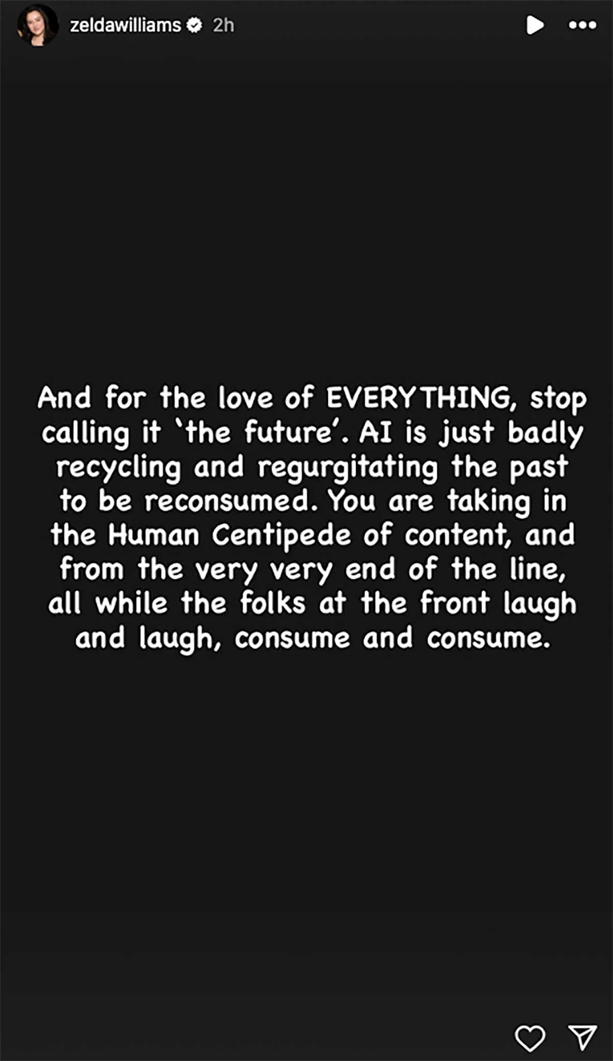 知名已故喜劇演員羅賓威廉斯女兒怒斥：「不要再傳我爸的 AI 影片給我了！」
