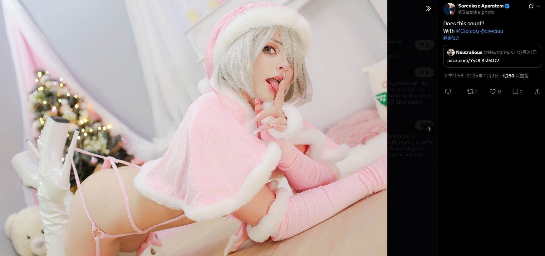 一張「高跟鞋勾網襪」藝術照吸引超過 9,000 萬次觀看，引起全網模仿拍攝風潮