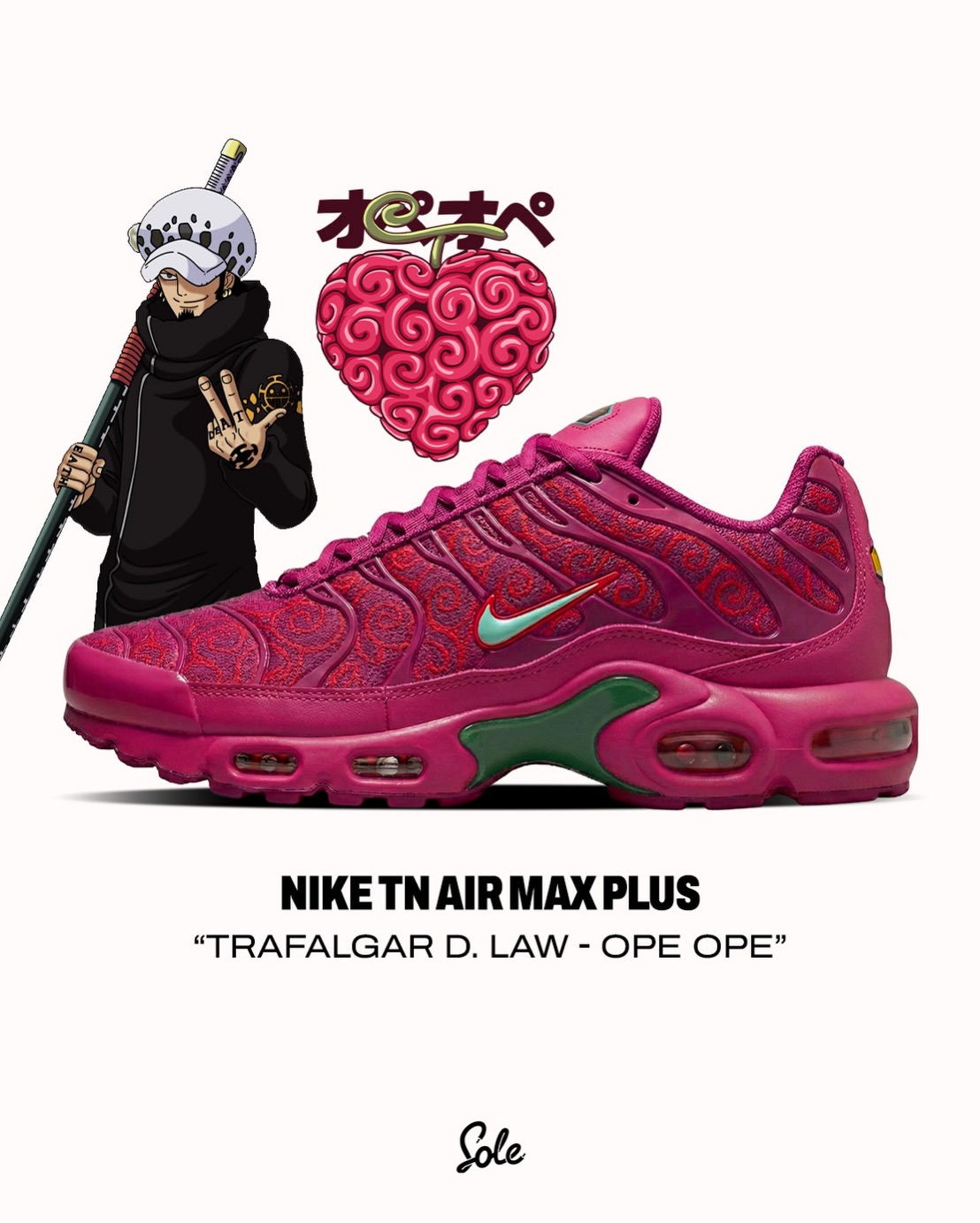 《One Piece》x Nike Air Max Plus 聯名系列以「惡魔果實」為靈感