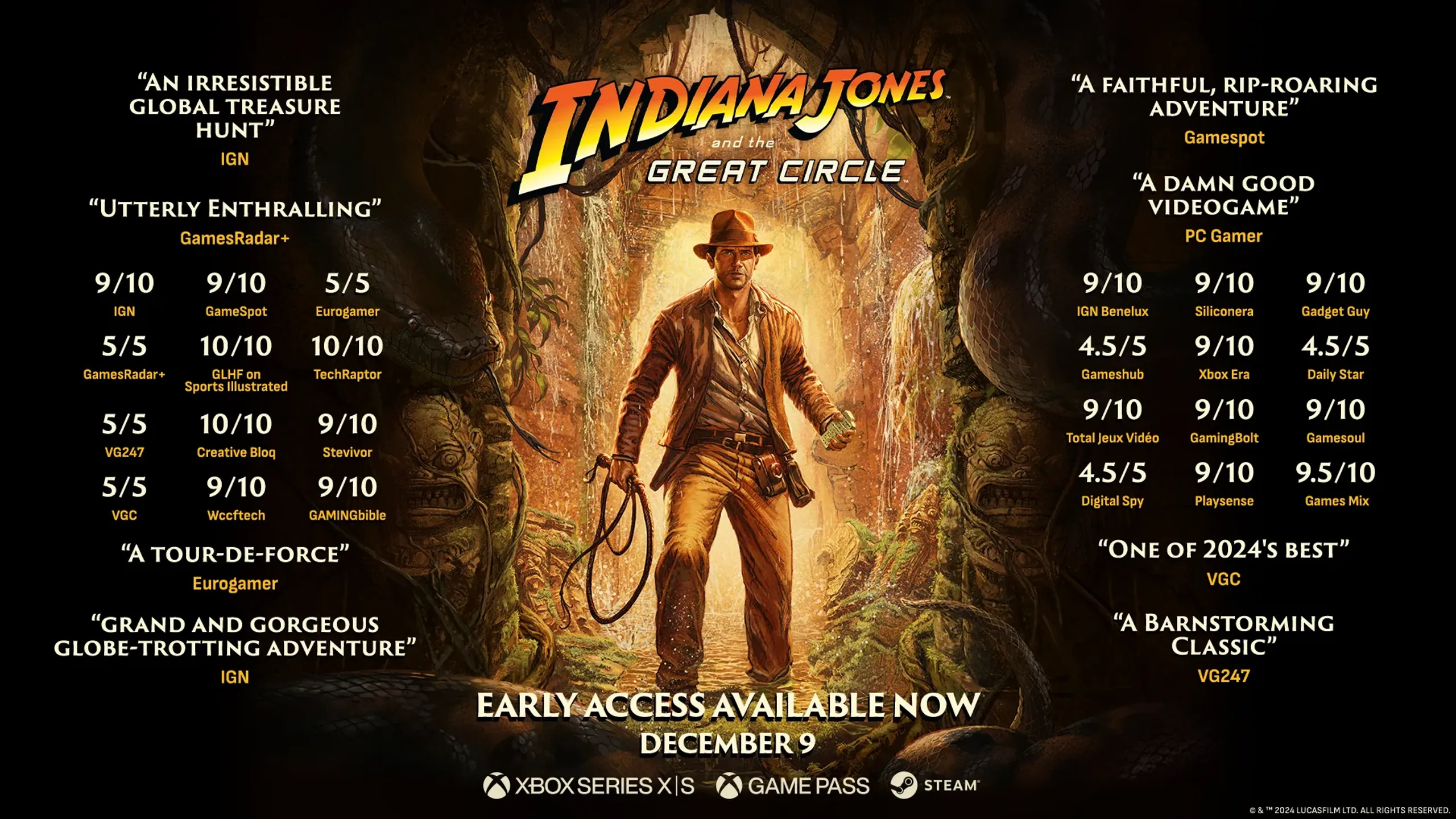 《印第安納瓊斯：古老之圈》在 2024 年推出，廣受好評。