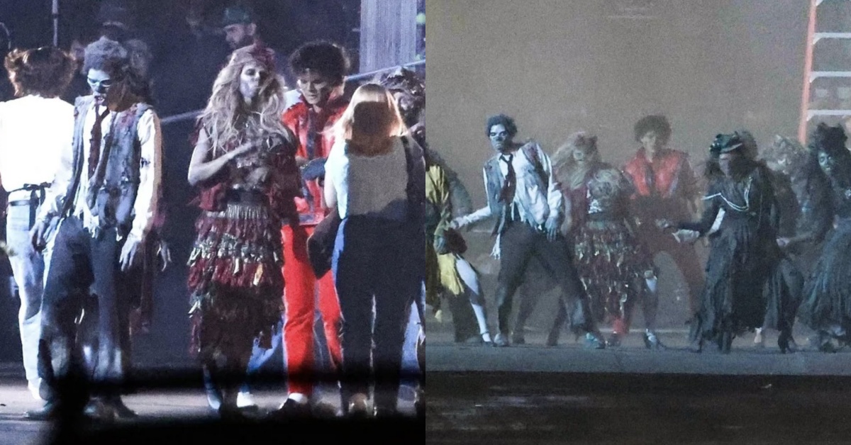 《麥可傑克森》劇組被側錄到重現〈Thriller〉MV 的經典畫面。