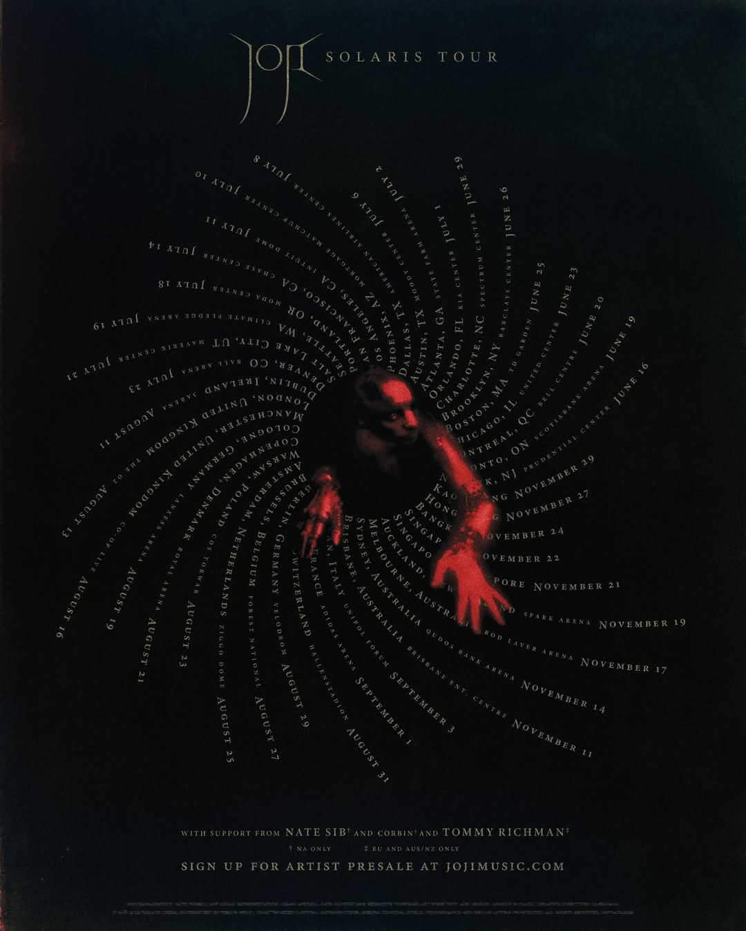 Joji 重磅宣布 2026《SOLARIS TOUR》世界巡演,高雄場確定!