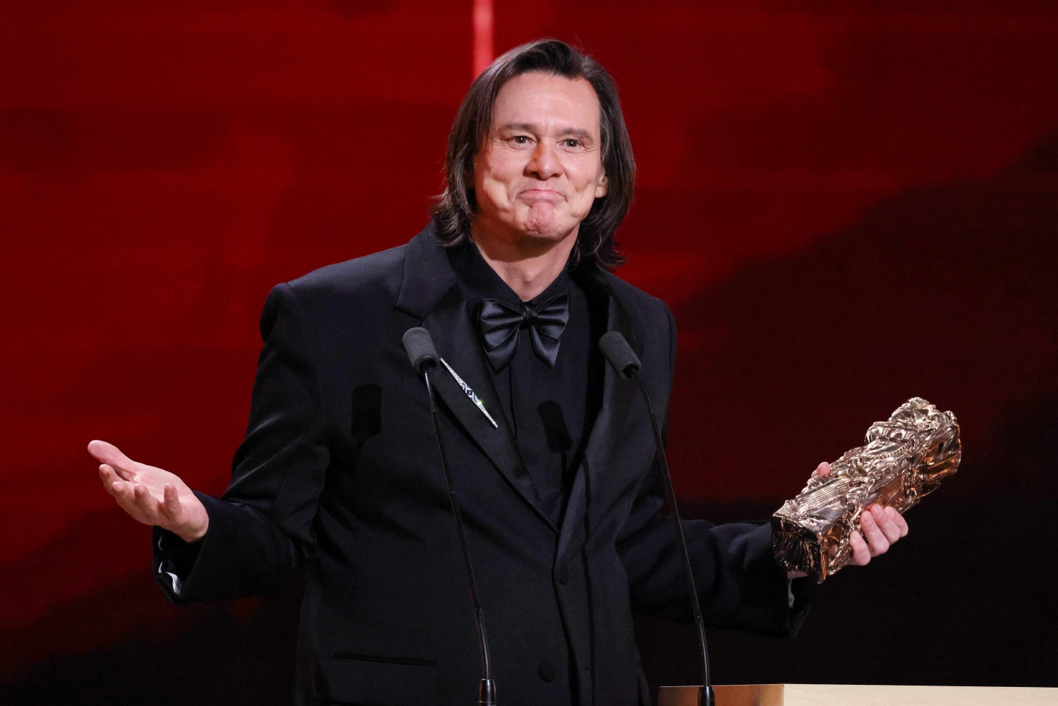 金·凱瑞近期出席法國凱薩電影獎領取終身成就獎。（圖片來源：達志影像）