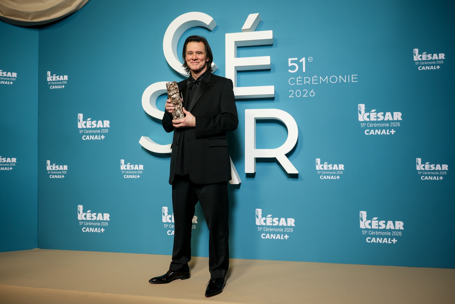 金·凱瑞於法國凱薩電影獎。（圖片來源：達志影像）