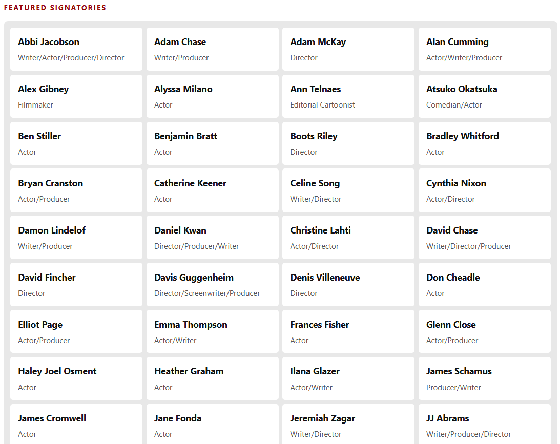 已有多位好萊塢大咖簽屬。