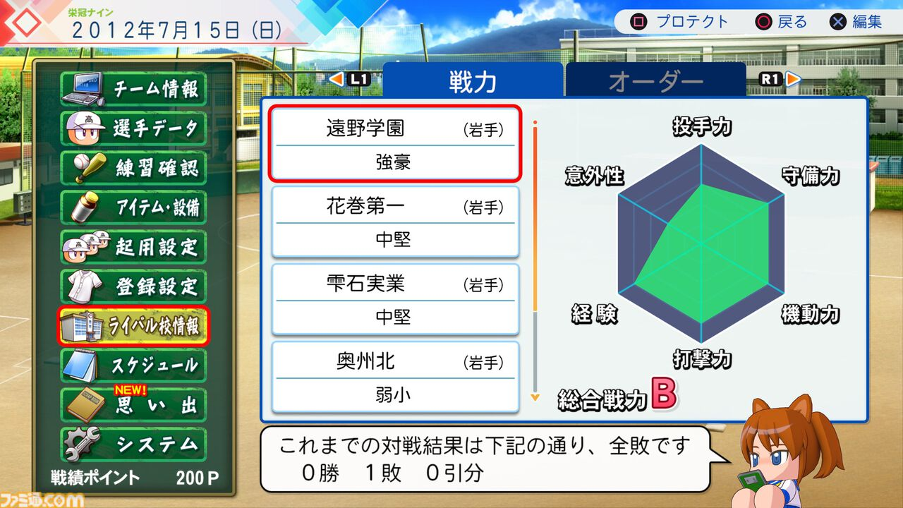 新入生可重抽，宿敵學校情報也能查看（圖片來源：《Fami通》）