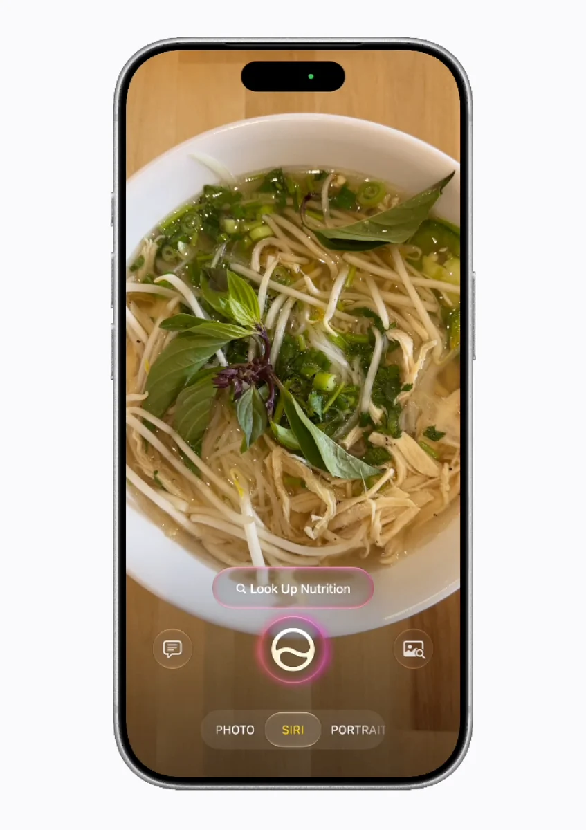 新增 Visual Intelligence 功能，讓 Siri 可以透過鏡頭或螢幕內容理解眼前資訊。