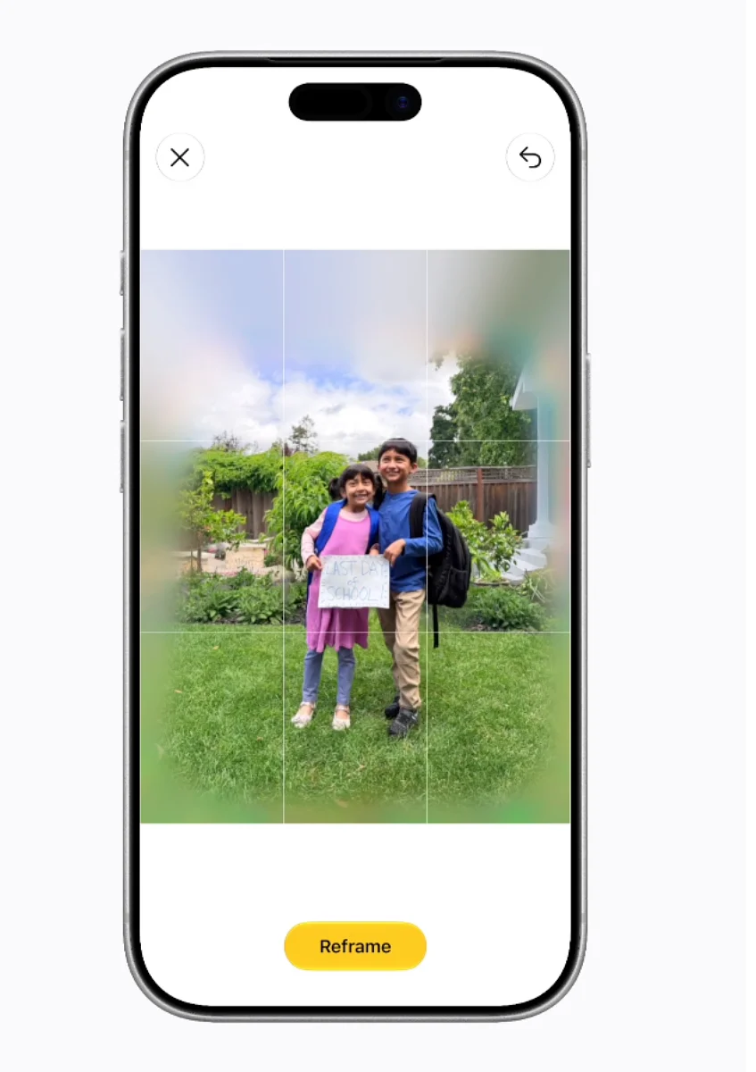 「照片」app 的「空間重構」功能讓使用者可以在拍攝完成後調整照片構圖。