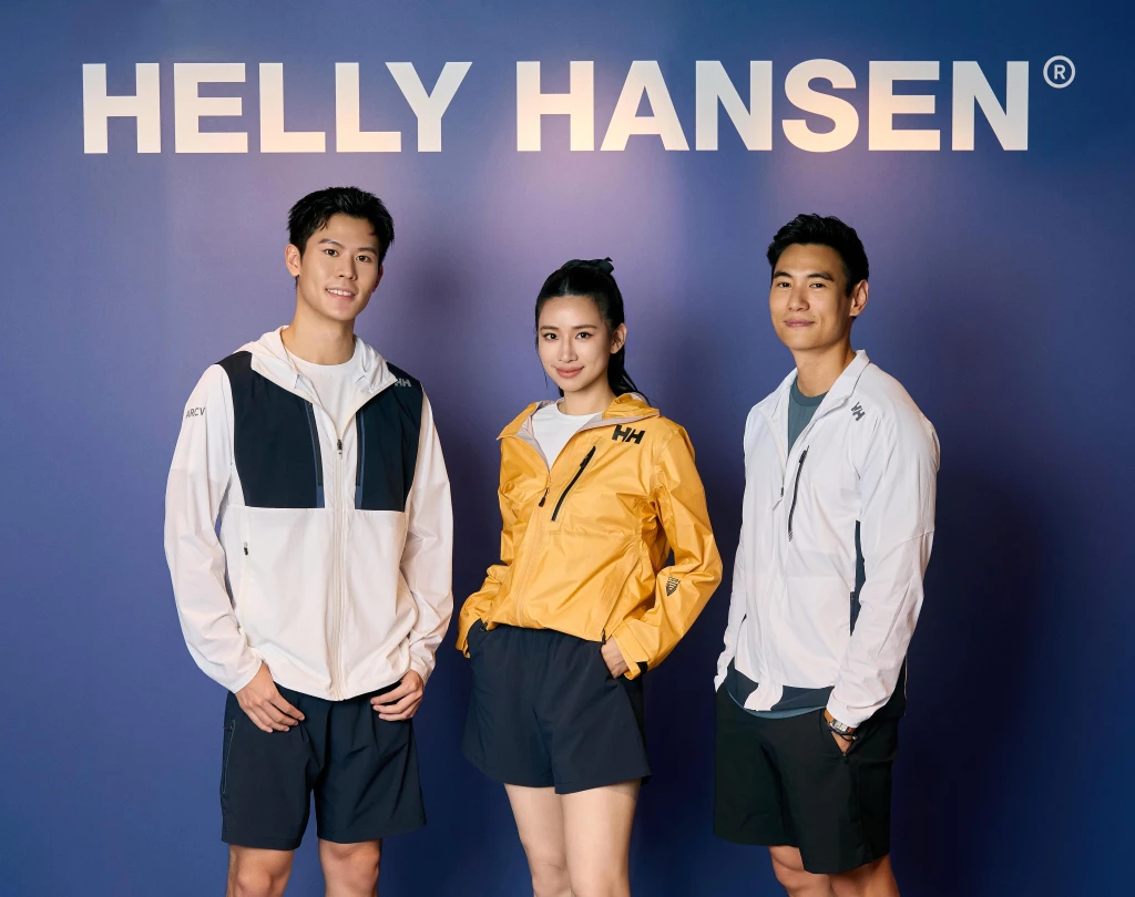 由左至右為 Ivan、趙岱新、Wesley 出席 Helly Hansen 信義旗艦店